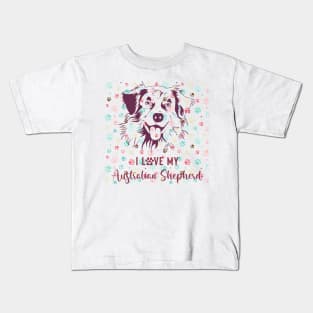 I love my australian shepherd dog Kids T-Shirt